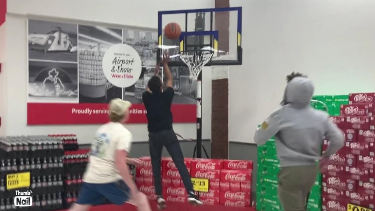 Basketball in a grocery store!
