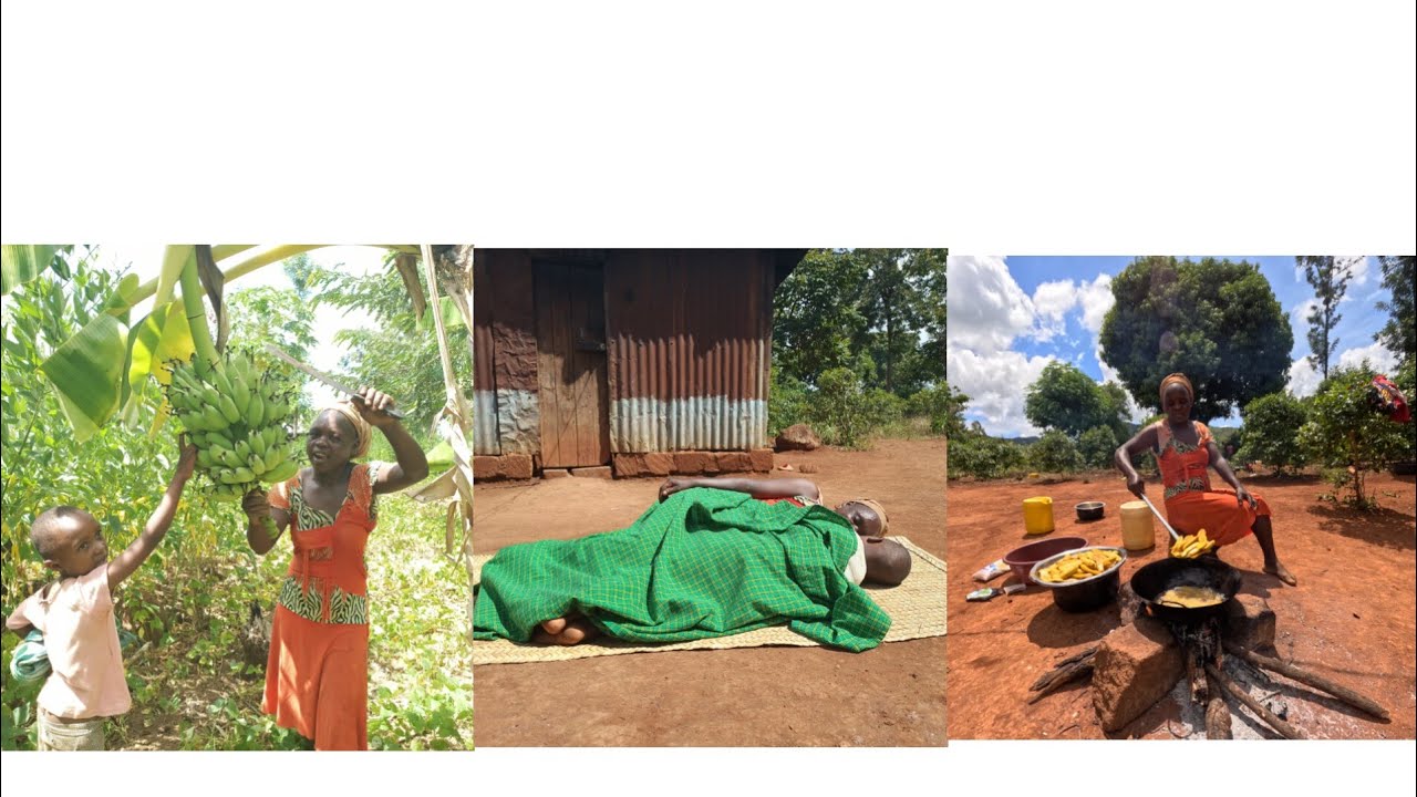 African Village life and Cooking, morning routine and frying bananas/lemon grass tea ☕ breakfast