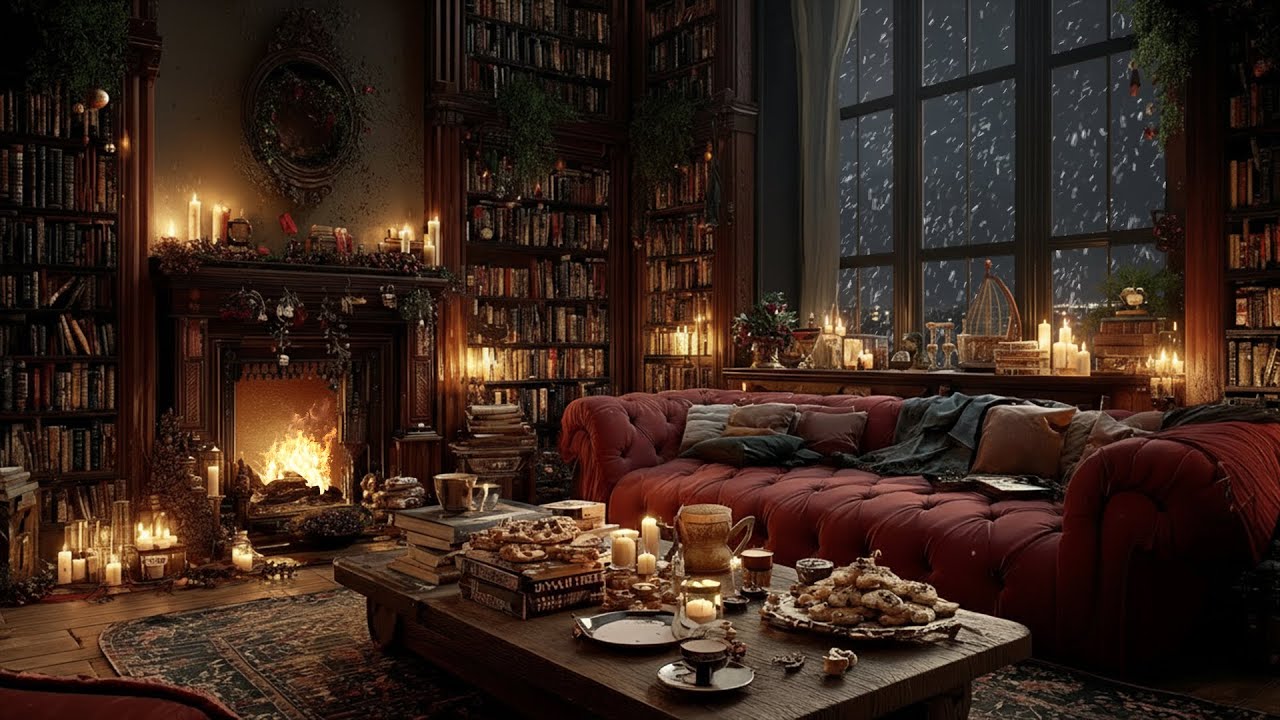 Slow Gentle Piano by Winter Firelight ❄️ A Still Space for Focused Minds