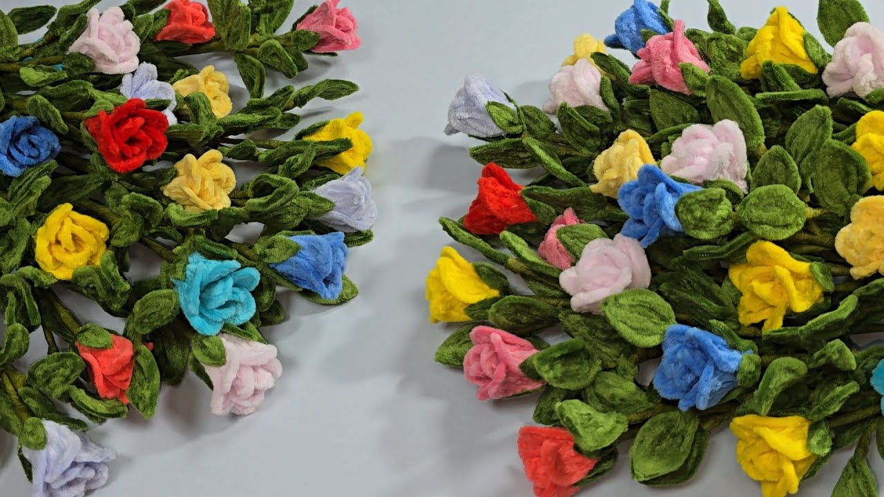 Rose mini con gli scovolini 🌹 | Easy DIY Tutorial#scovolini #rosehandmade #fiorifattiamano #diy 