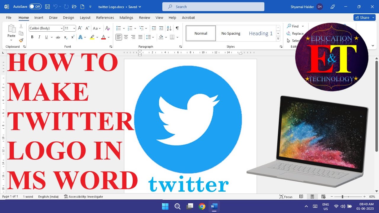 How to make | Twitter Logo Design in Microsoft Word | Tutorial Video
