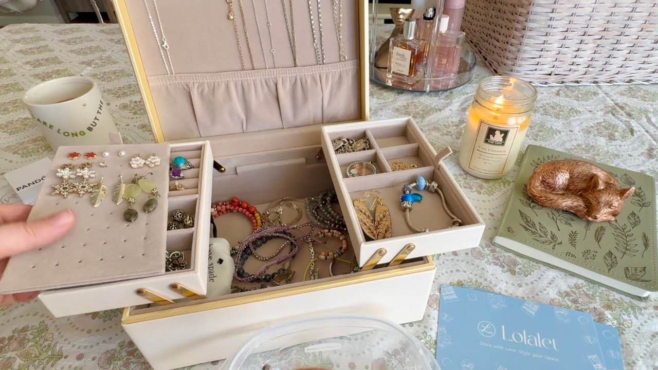 Quiet Organizing ASMR (No Talking) 🤍 Jewelry Box & Perfume Stand from Lolalet