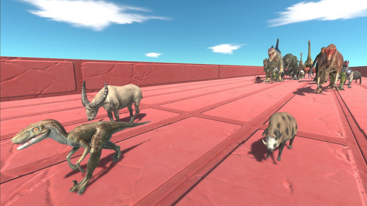 Race to eat  BOAR, VELOCIRAPTOR & BUFFALO - Animal Revolt Battle Simulator
