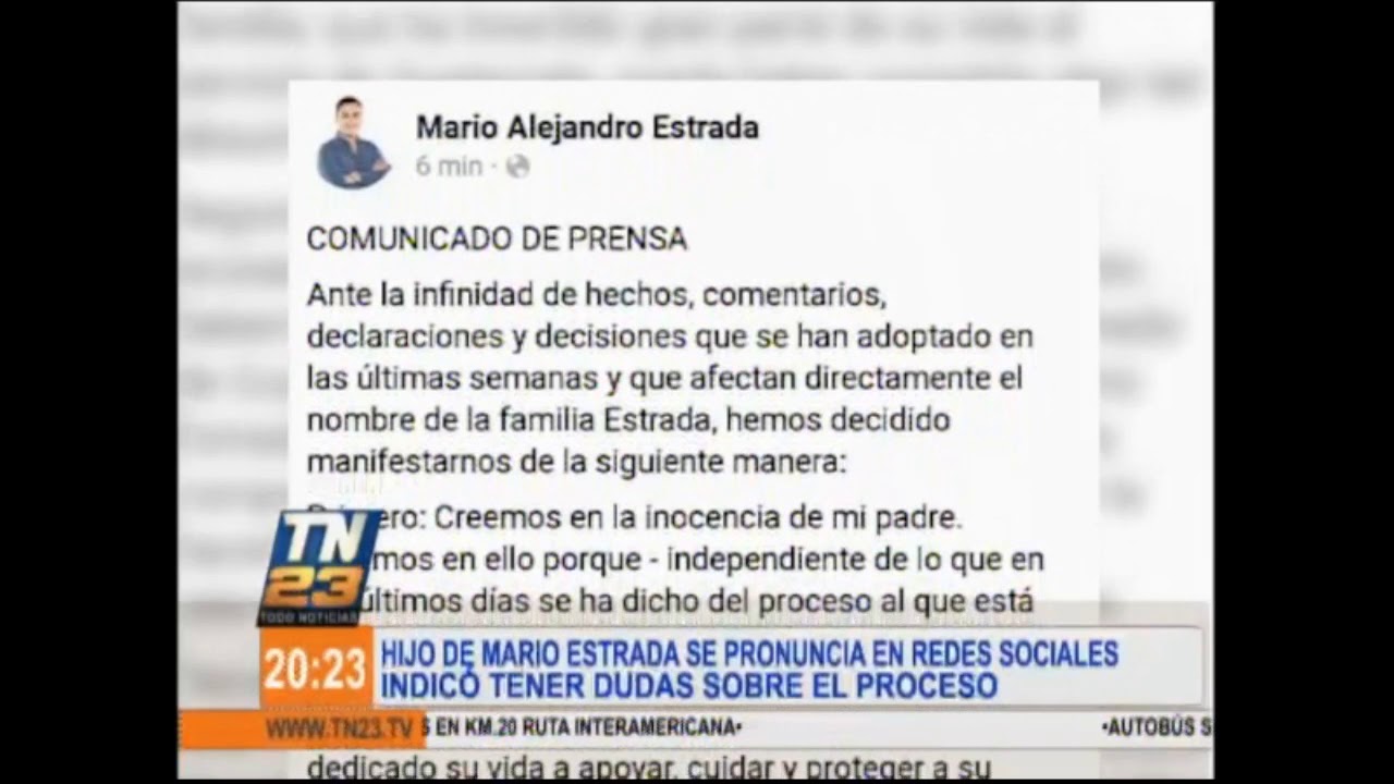 Hijo de Mario Estrada se pronuncia en redes sociales