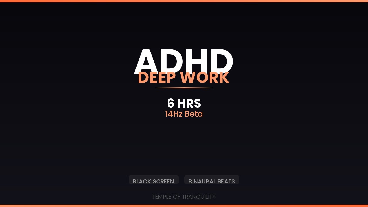 ADHD Focus Music | 6 Hours Deep Work Beta Waves at 14Hz with Brown Noise | BLACK SCREEN
