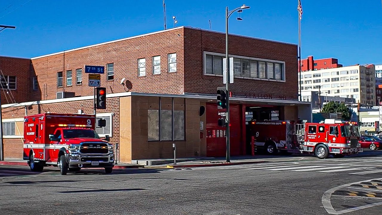 LAFD Engine 209, Engine 9, Rescue 9, Rescue 809 & LAPD Central Div. 