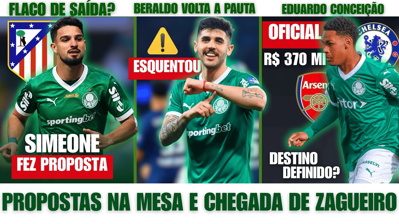 VAZOU! BERALDO NO VERDÃO? R$ 370 MILHÕES NA MESA,  O PLANO DE SIMEONE POR FLACO!
