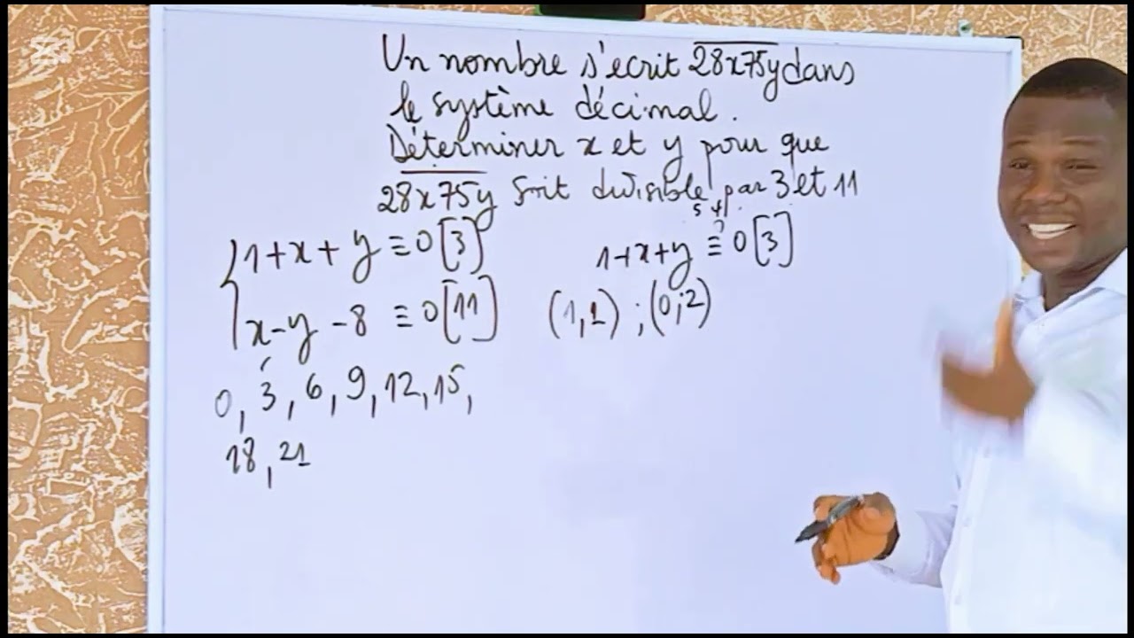 Déterminer x et y pour que 28x75y soit divisible par 33.