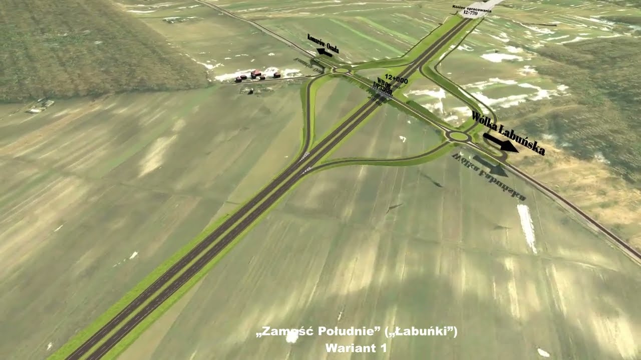 Wizualizacja Drogi Ekspresowej Nr S17 E372 Zamość-Łabunie Odcinek 6