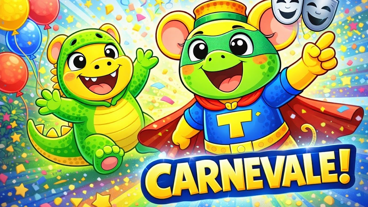 🎭 Canzone di Carnevale con Topo Tappo e Dino 🦖 | Speciale Carnevale per Bambini 🎶