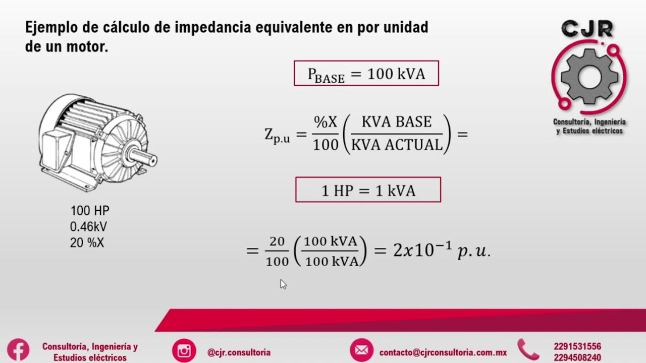 CÁLCULO DE IMPEDANCIA EQUIVALENTE EN POR UNIDAD DE UN MOTOR