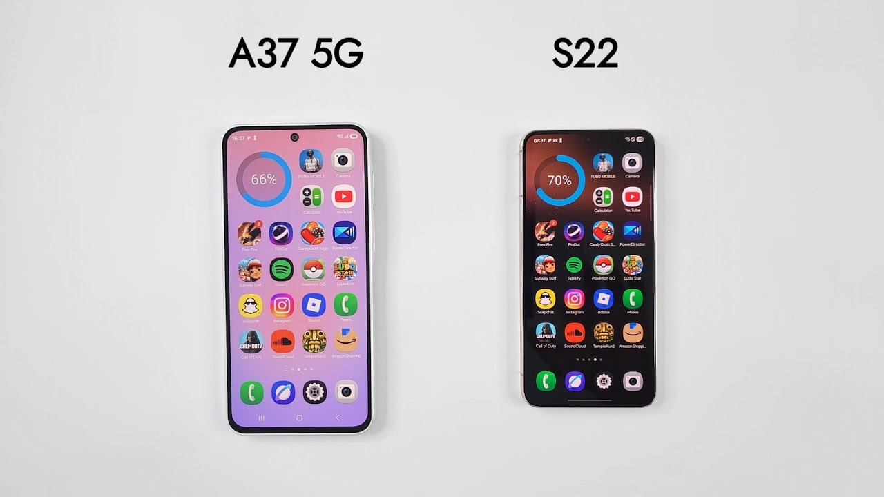 Samsung A37 5G vs Samsung S22 - Speed Test