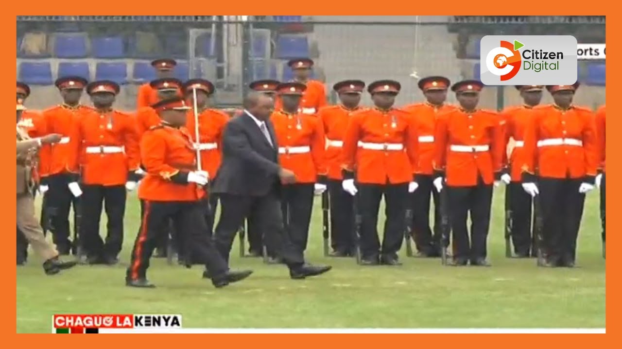 President Uhuru Kenyatta inspects his farewell Guard of Honour at Ulinzi Sports Complex, Lang'ata