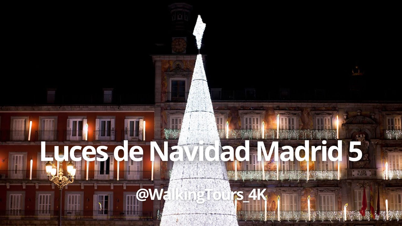 Madrid Walking Tour: Luces de navidad parte 5 I De Plaza Mayor a Plaza de España l 4K