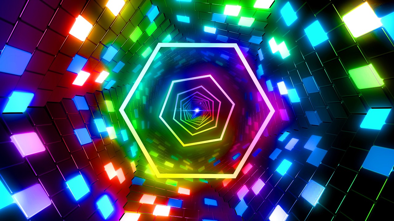 4K Screensaver | Hexagonal Led Tunnel – Psychedelic VJ Loop (No Sound)