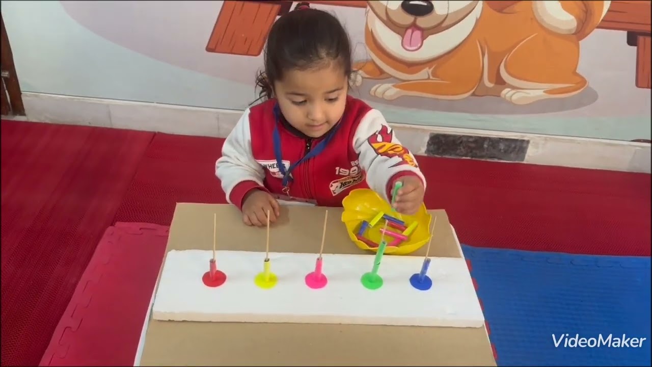 Sorting and Inserting Matching colours straws pieces # Problem Solving 