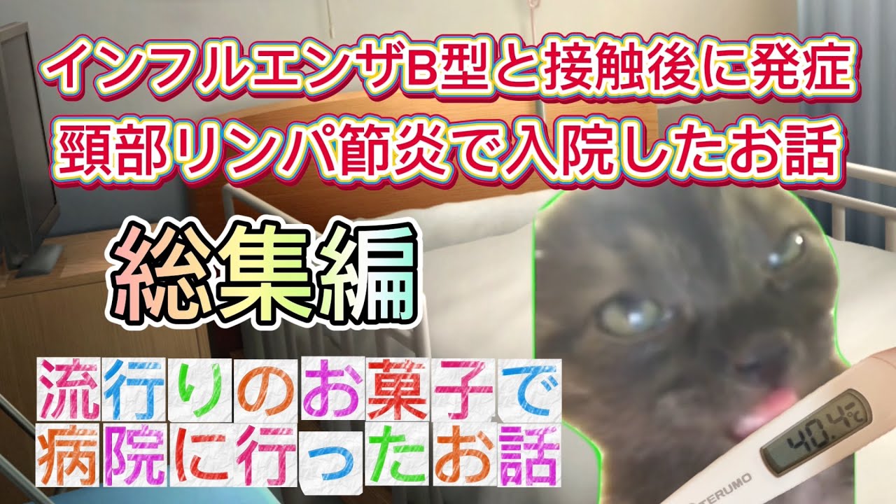 【総集編】頸部リンパ節炎で入院したお話/流行りのお菓子を食べたら病院に行く事になったお話【猫ミーム】【猫マニ】