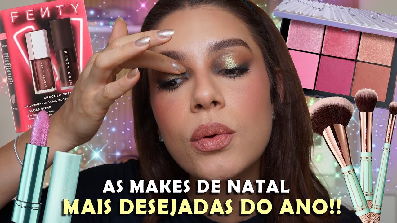 FIZ UMA MAKE GLAM PRA USAR NO NATAL com PRODUTOS de COLEÇÕES ESPECIAIS DE FIM DE ANO!! 