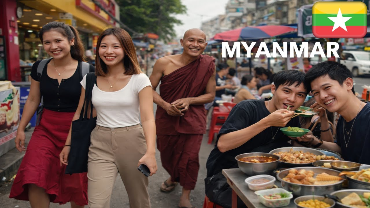 🇲🇲 Yangon Myanmar Street Life | Chinatown Asian Street Food, & Weekend Vibes