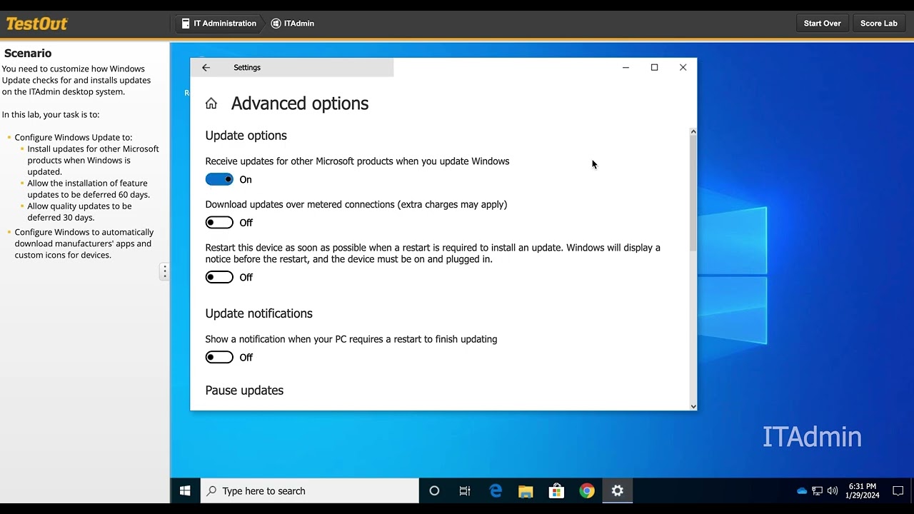 4.2.5 Configure Automatic Updates : TestOut