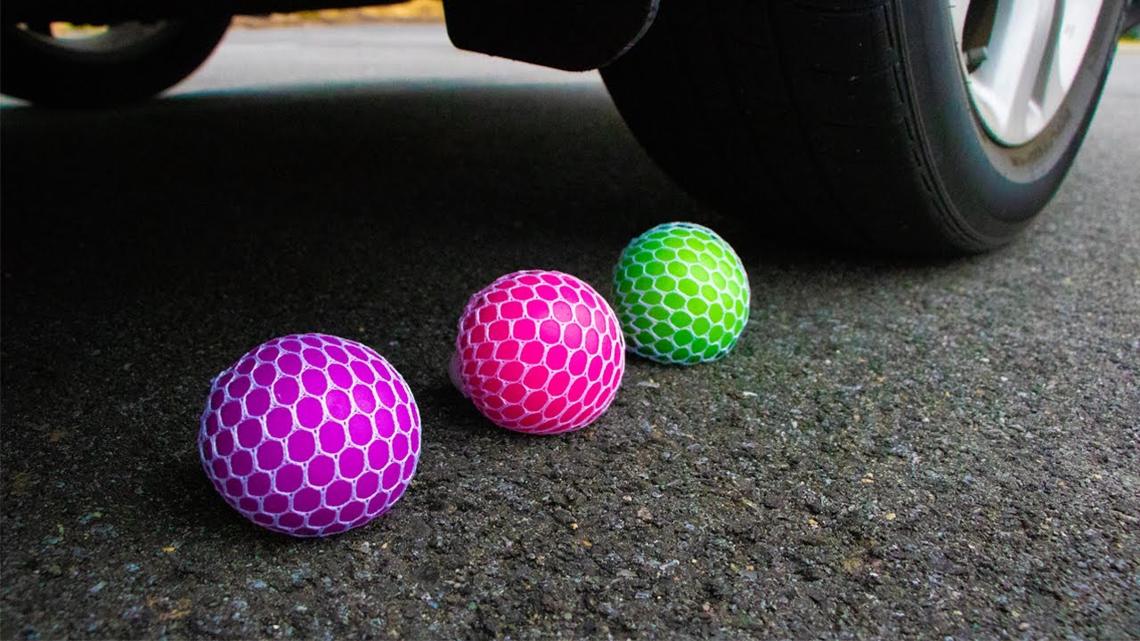 Crushing Crunchy & Soft Things by Car! - Stress Balls vs Car