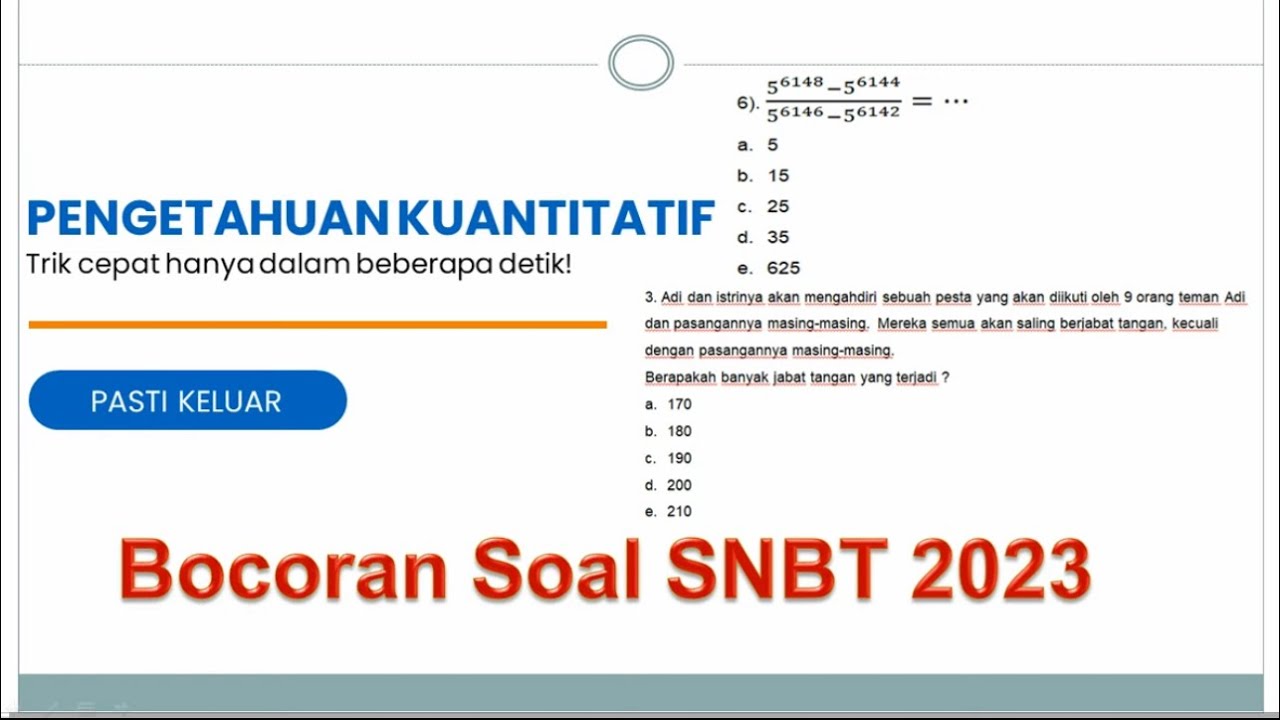 BOCORAN SOAL & TRIK CEPAT PK TPS SNBT 2023