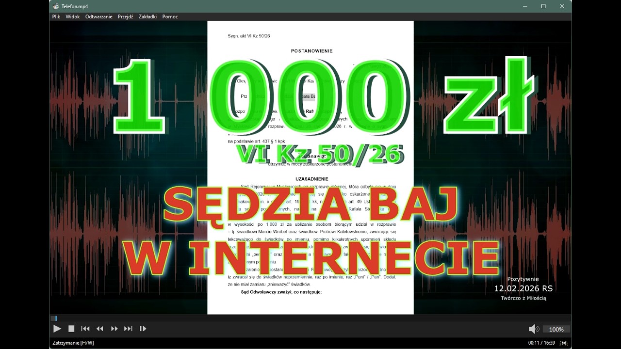 Telefon do Sądu Okręgowego w sprawie 1000 zł sędzi BAJ