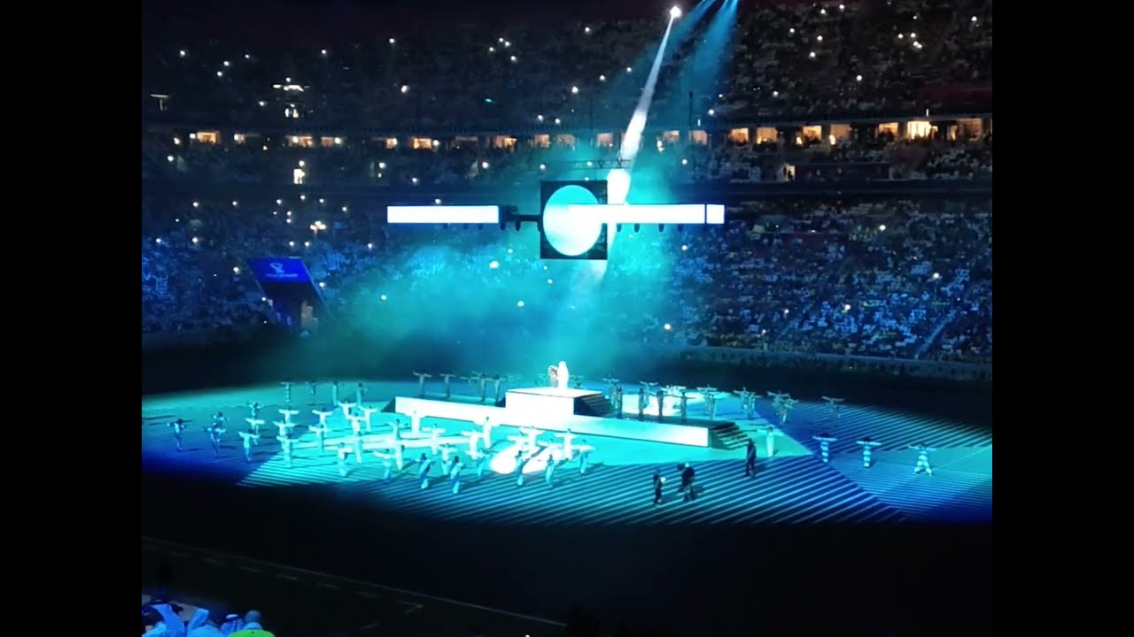 Jung Kook (Dreamers) with Fahad performing at the opening ceremony of the FIFA World Cup Qatar 2022