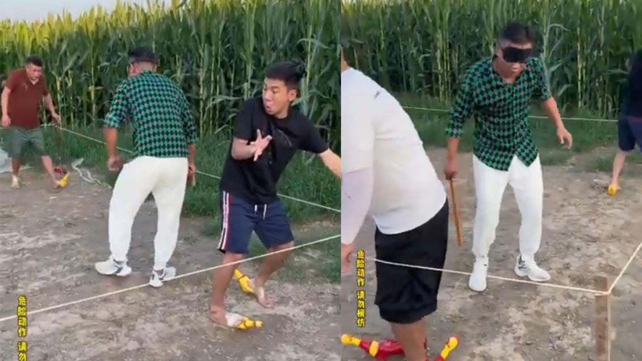 蒙眼尖叫雞，看誰最慘#搞笑 #搞笑视频 #funny #movie