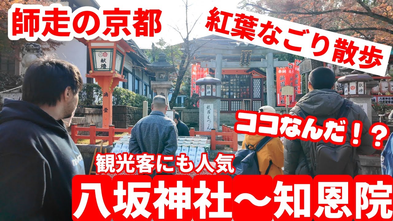 外国人観光客にも人気の八坂神社～知恩院を歩く 【師走の京都】紅葉なごり もみじが綺麗に色付く　kyoto japan walk 12月11日