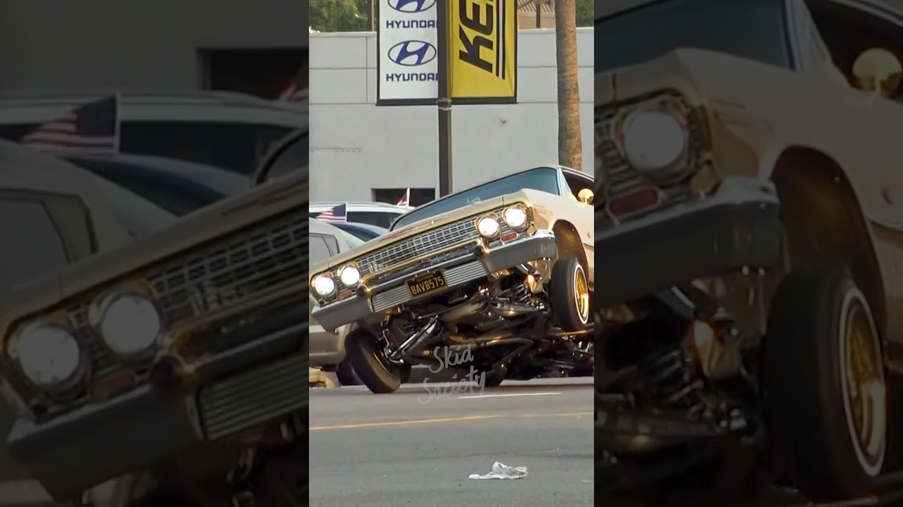 1963 Chevrolet Impala LOWRIDER cruising Van Nuys Blvd in 3 wheel motion!