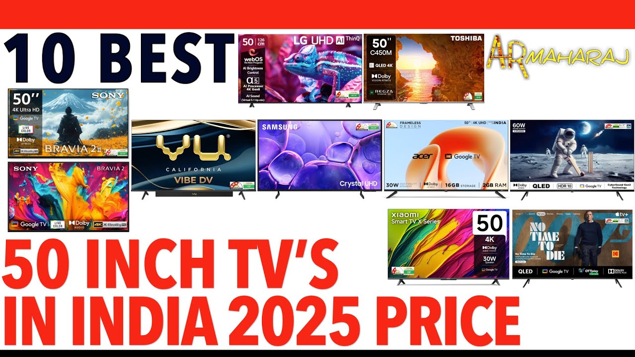 📺 Top 10 Best 50 Inch TV's iN India 2025 | ✨ 50 Inch Tv Price | SONY, SAMSUNG, VU, Xiaomi MI, LG