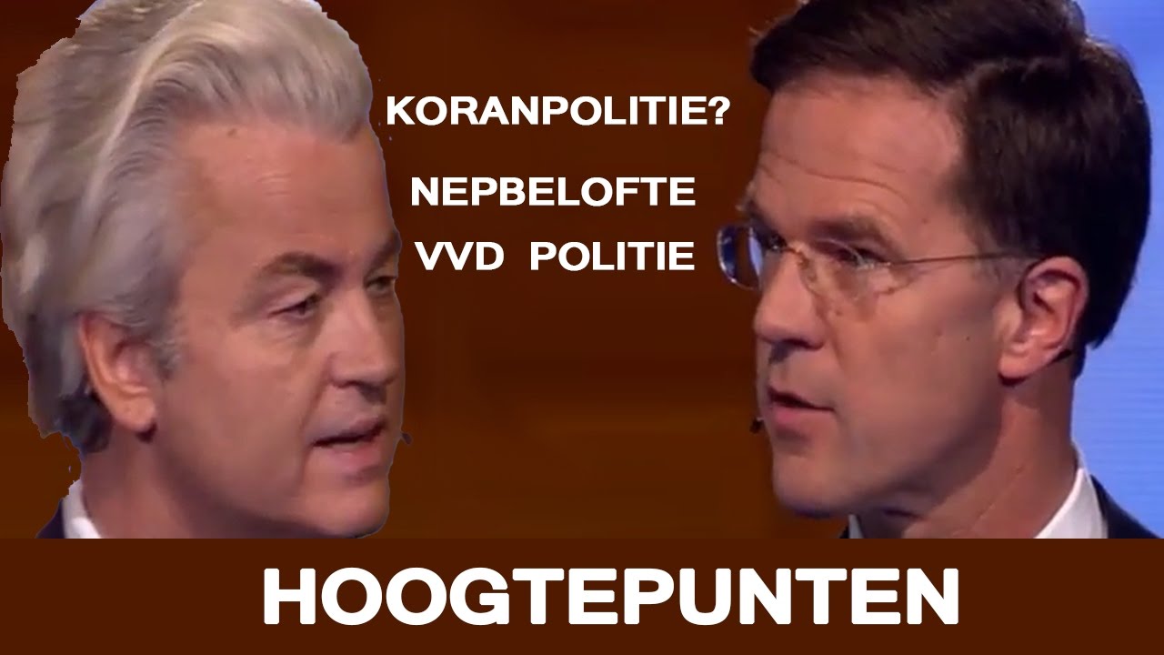 Geert Wilders VS Mark Rutte HOOGTEPUNTEN. Koranverbod, Nepbeloftes, VVD Politie, het grote debat.