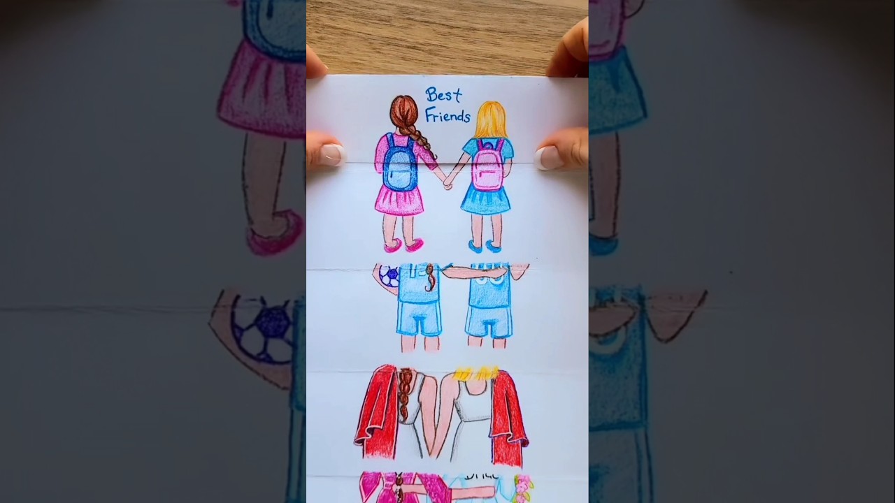DiY Folding Card 🩵 Share with your BFF #art #artwork #paint #draw #drawing #bff #friends #diy