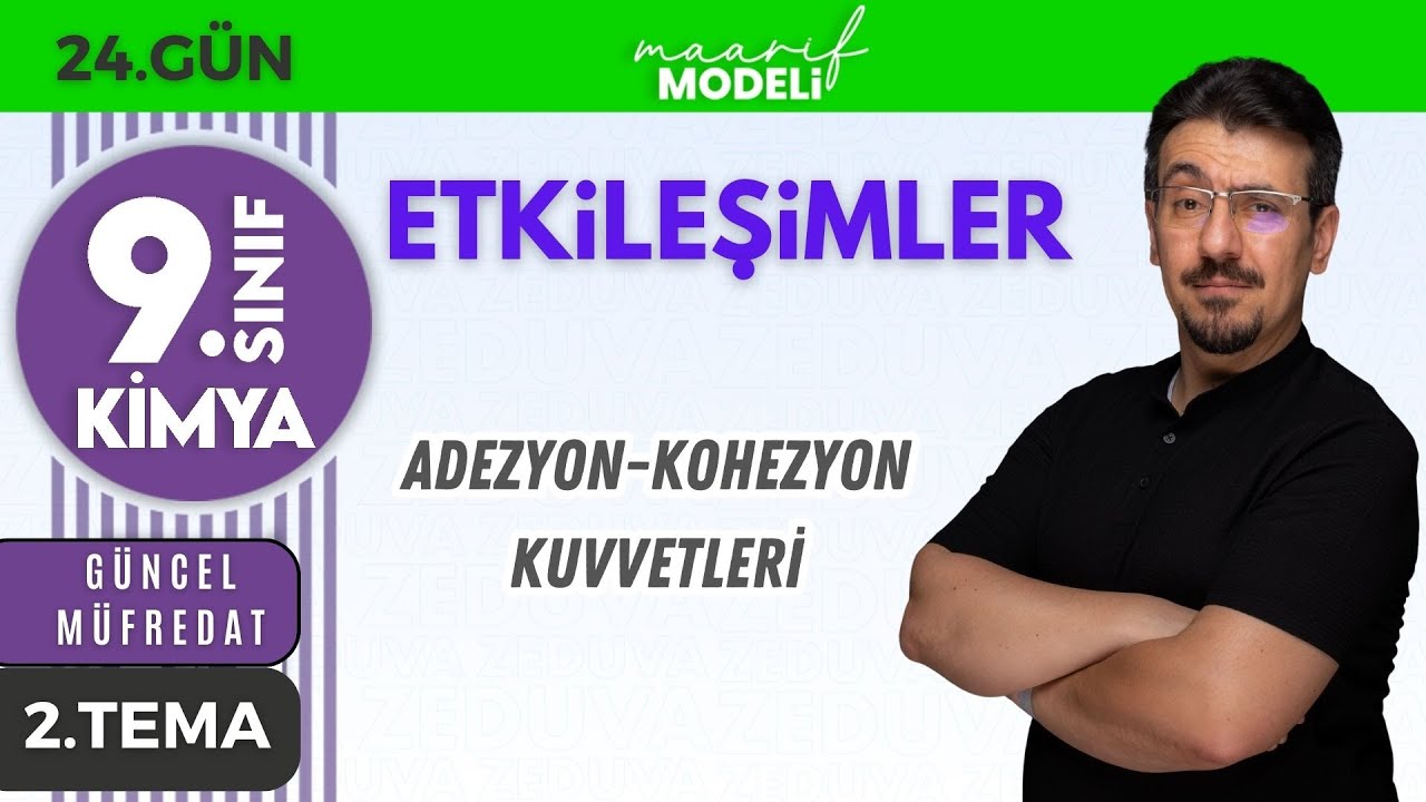 Adezyon - Kohezyon kuvvetleri + PDF 📌 9. SINIF KİMYA YENİ MÜFREDAT 2025 📌2. TEMA GÜN 24