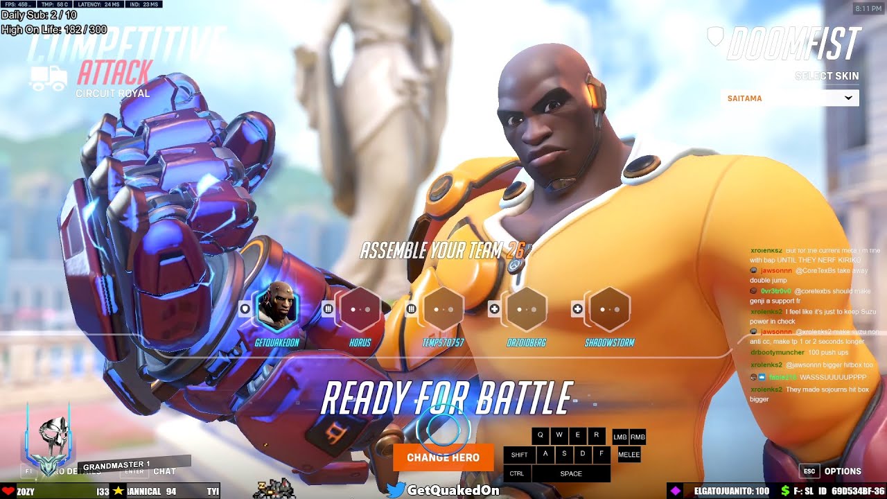 GETQUAKEDON NEW  DOOMFIST SKIN! ONE PUNCH MAN [ OVERWATCH 2 SEASON 3 TOP 500 ]
