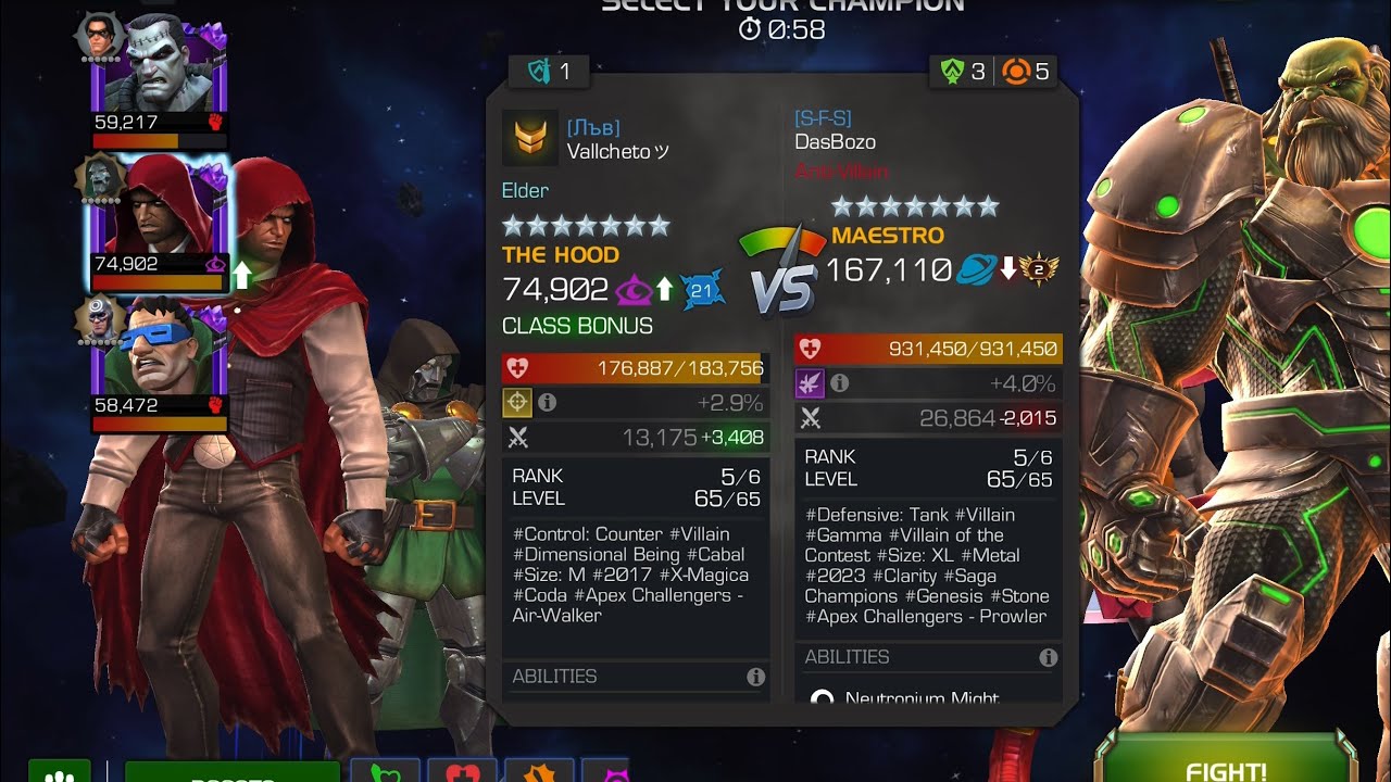 Mcoc war node 49 The hood  vs Maestro 