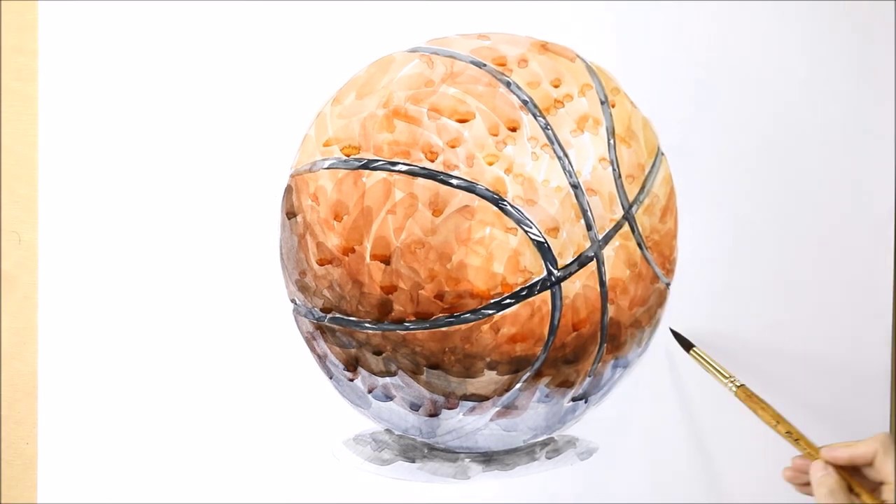 [수채화기초] 13.정물수채화-농구공수채화