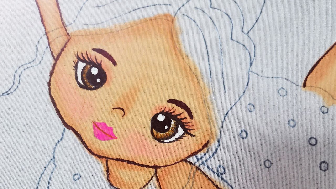 Pintura en tela para principiantes servilleta para bordar niña galleta 1 paso a paso