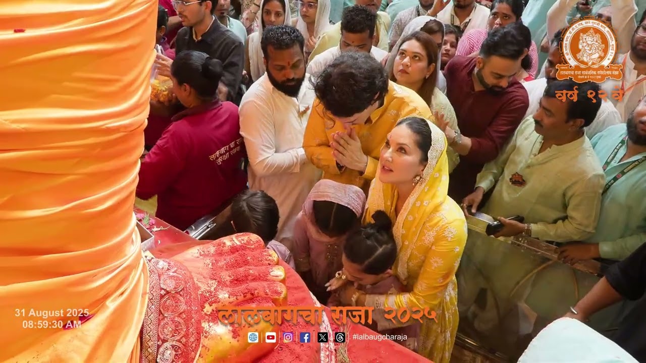 Sunny Leone with Family  At Lalbaugcha Raja 31/8/2025