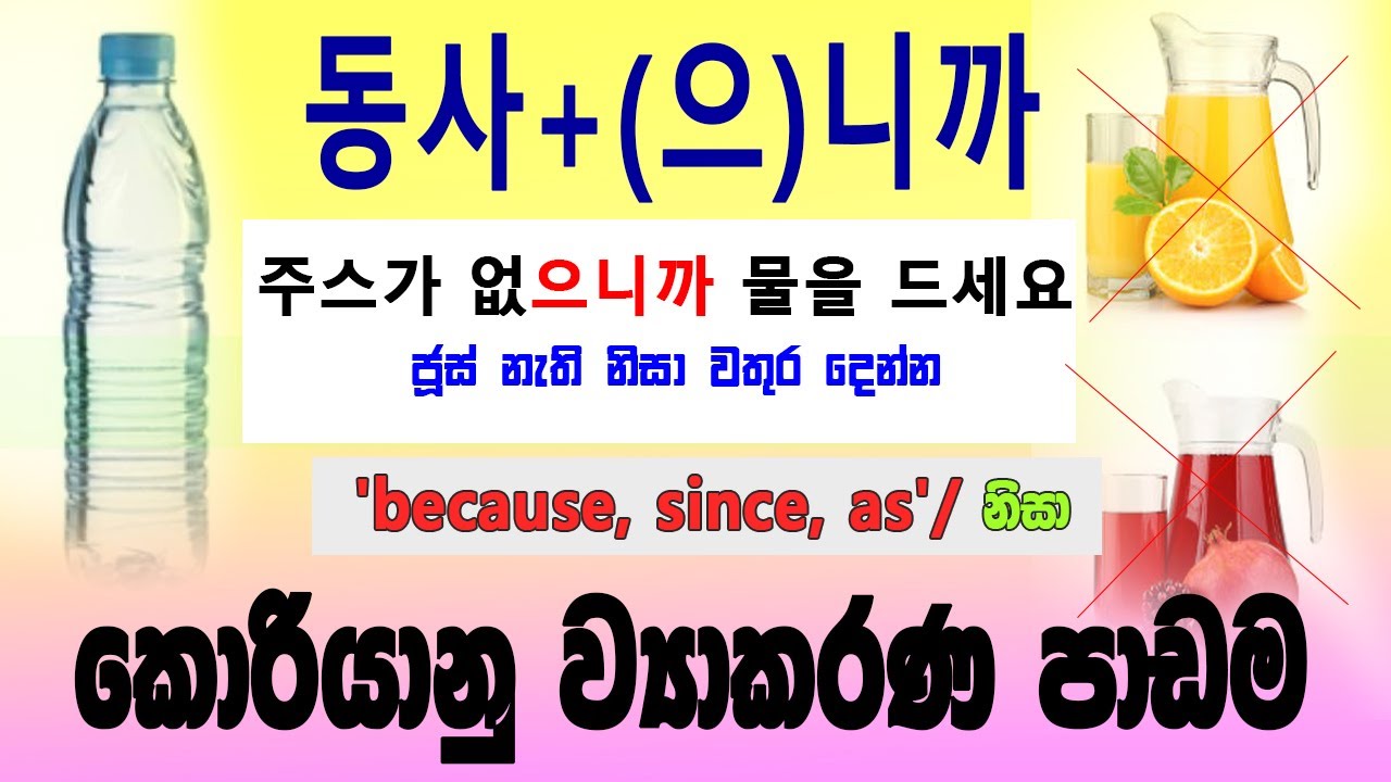 동사+(으)니까 ව්‍යාකරණය | 'because, since, as | නිසා @bogahapelessehamuduruwo