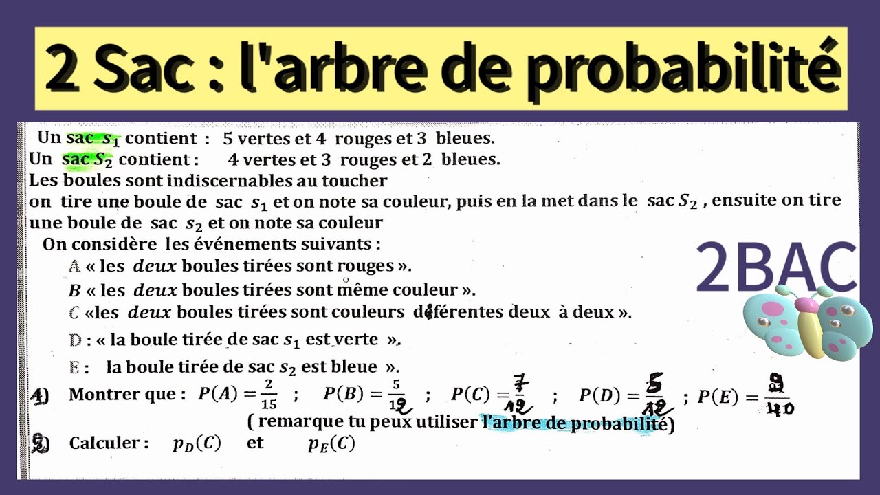 Probabilité 2 BAC || l'arbre de probabilité exercice corrigé
