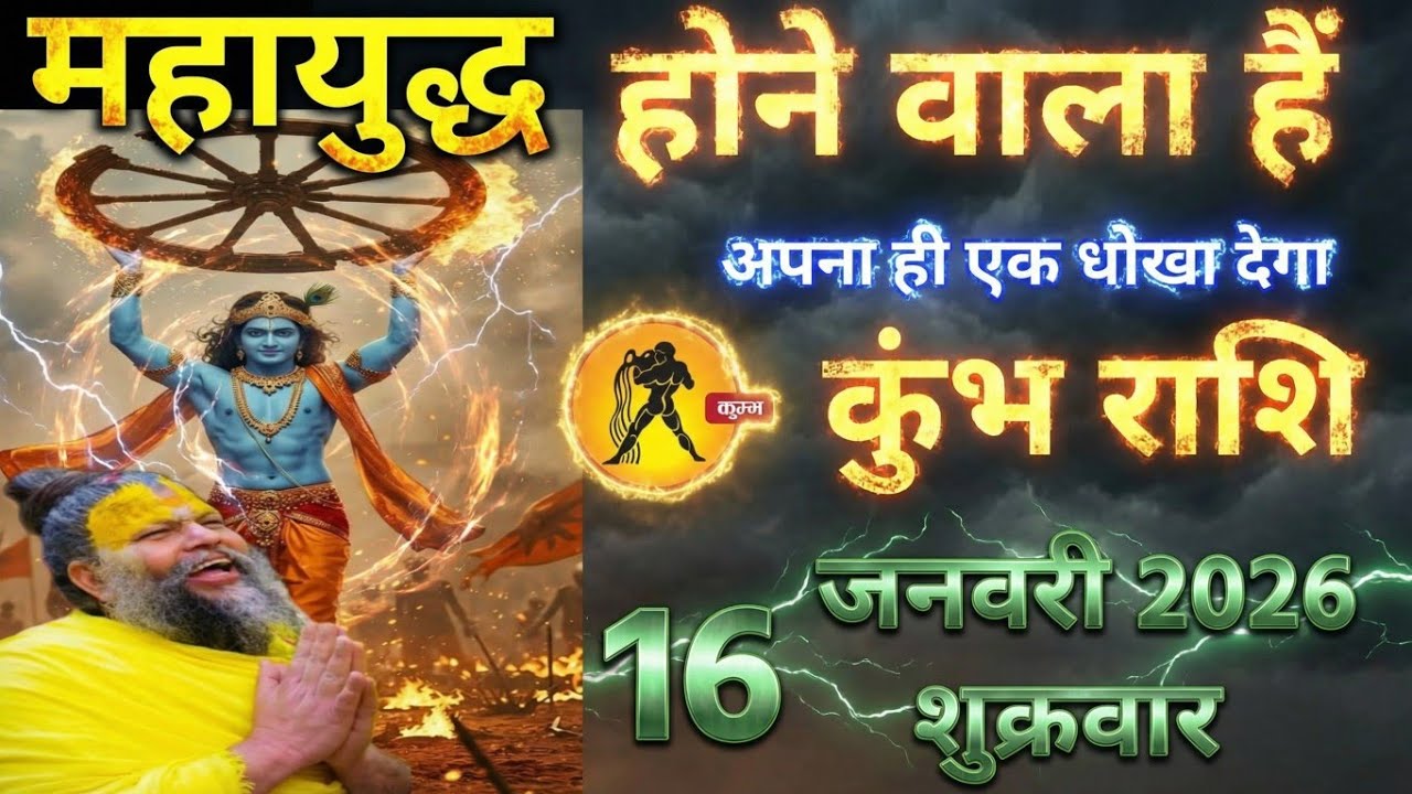 कुंभ राशि वालों 16 जनवरी शुक्रवार 2026 महायुद्ध होने का संकेत है बीच गद्दार छिपा है। Kumbh Rashi 
