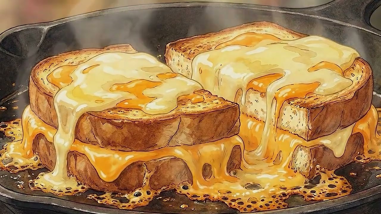 Late Night Cooking 🍅 Grilled Cheese Sandwich & Creamy Tomato Soup on a Rainy Day | Ghibli Style ASMR