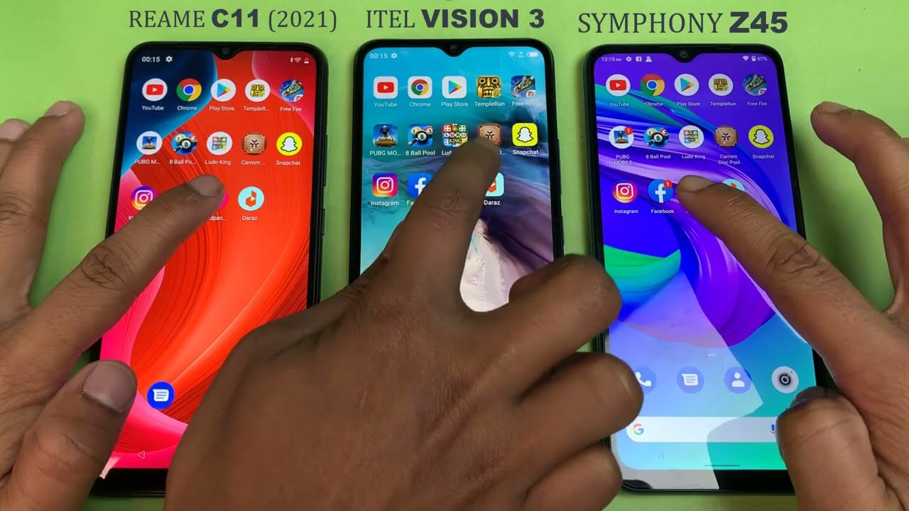 Symphony Z45 Vs itel Vision 3 Vs Realme C11 (2021) Speed Test,কে সেরা?