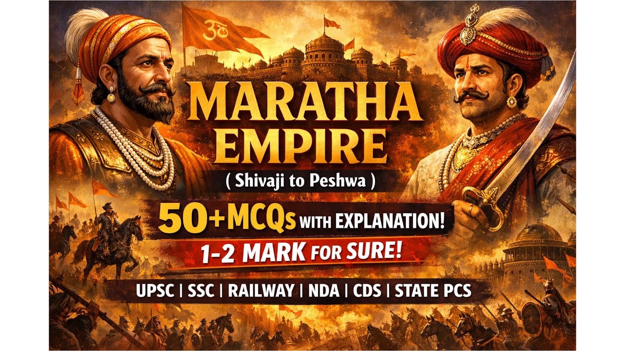 Maratha Empire | Shivaji to Peshwas | Administration, Battles  | One-Liner MCQs | UPSC & UPPCS 2026