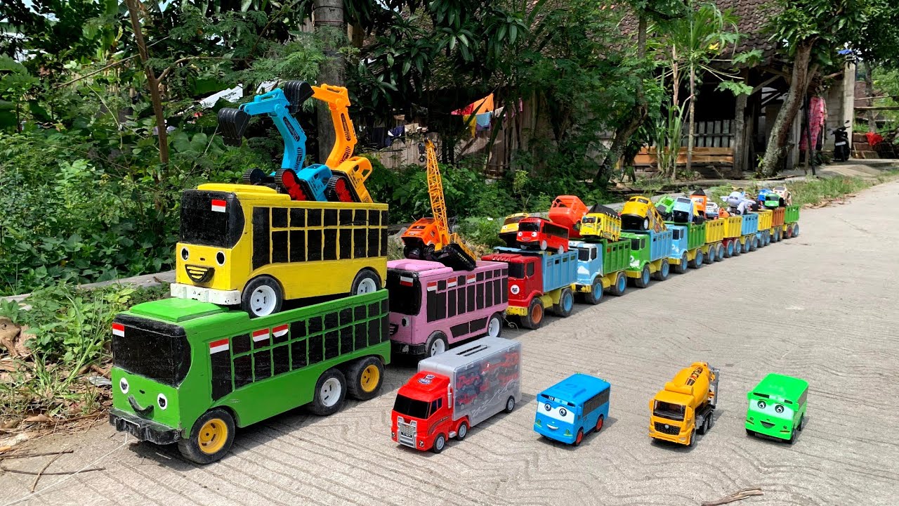 WADIDAW !! Mobil Truk Tronton Panjang Bongkar Mainan Mobil Mobilan Truk Molen, Forklif, Excavator