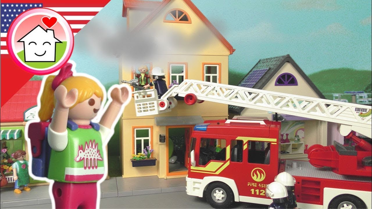 Playmobil Fire Truck - Mrs. Bader In Danger - The Hauser Family