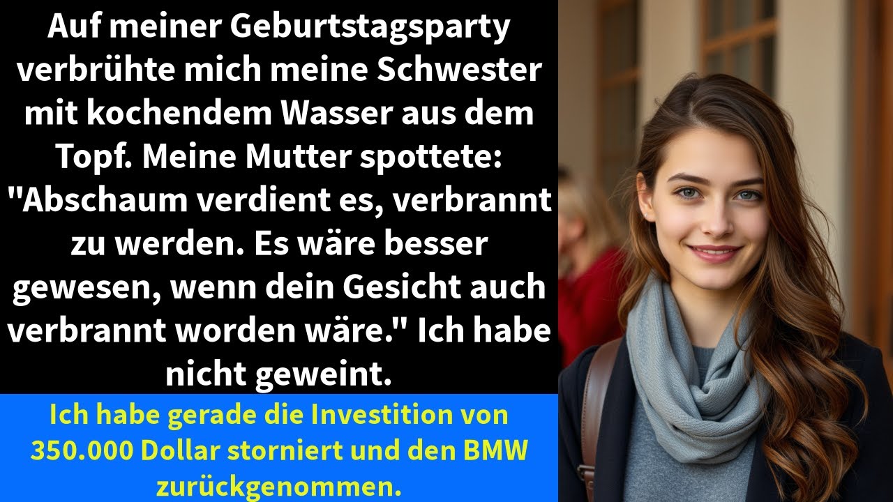 Auf meiner Geburtstagsparty verbrühte mich meine Schwester mit kochendem Wasser aus dem Topf.