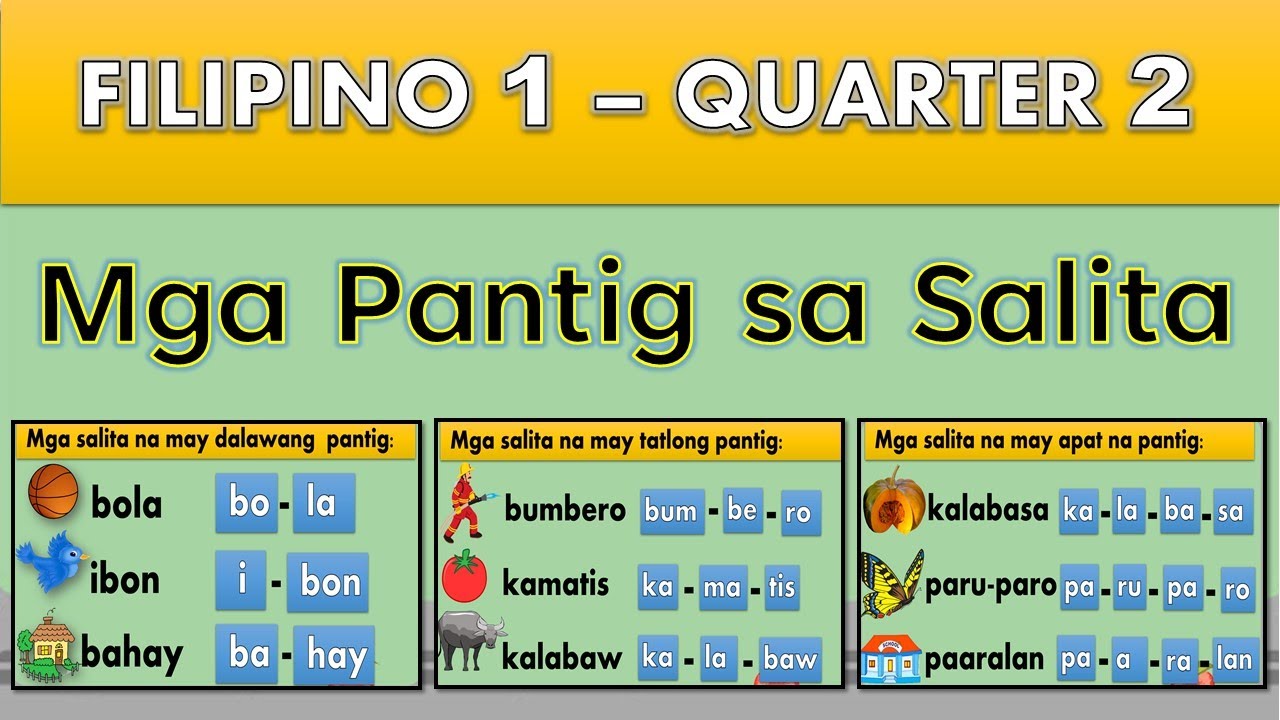 FILIPINO -  QUARTER 2 | MGA PANTIG SA SALITA ( ISA HANGGANG APAT NA PANTIG ) || TEACHER MHARIE